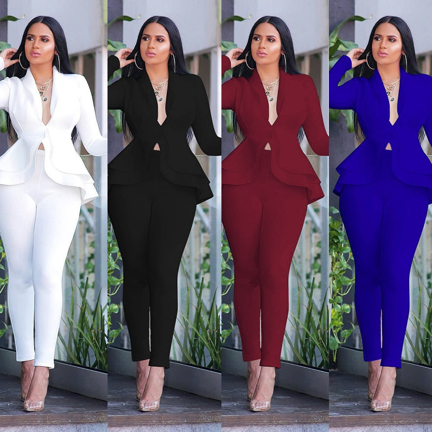 Office Lady Winter Set Out: Notched Full Sleeve Blazers And Pencil Pants,  Two Piece Tracksuit For Casual Outfits In Plus Sizes From Hermesgood, $56.8