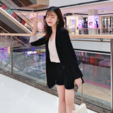 Chiffon Two Piece Thin Blazer Suits Spring Summer Shorts Suits Long Sleeve Casual Shorts+Blazers 2 Piece Women's Sets Jacket
