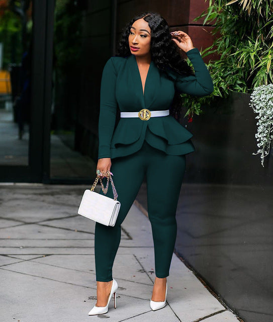 Office Lady Winter Set Out: Notched Full Sleeve Blazers And Pencil Pants,  Two Piece Tracksuit For Casual Outfits In Plus Sizes From Hermesgood, $56.8